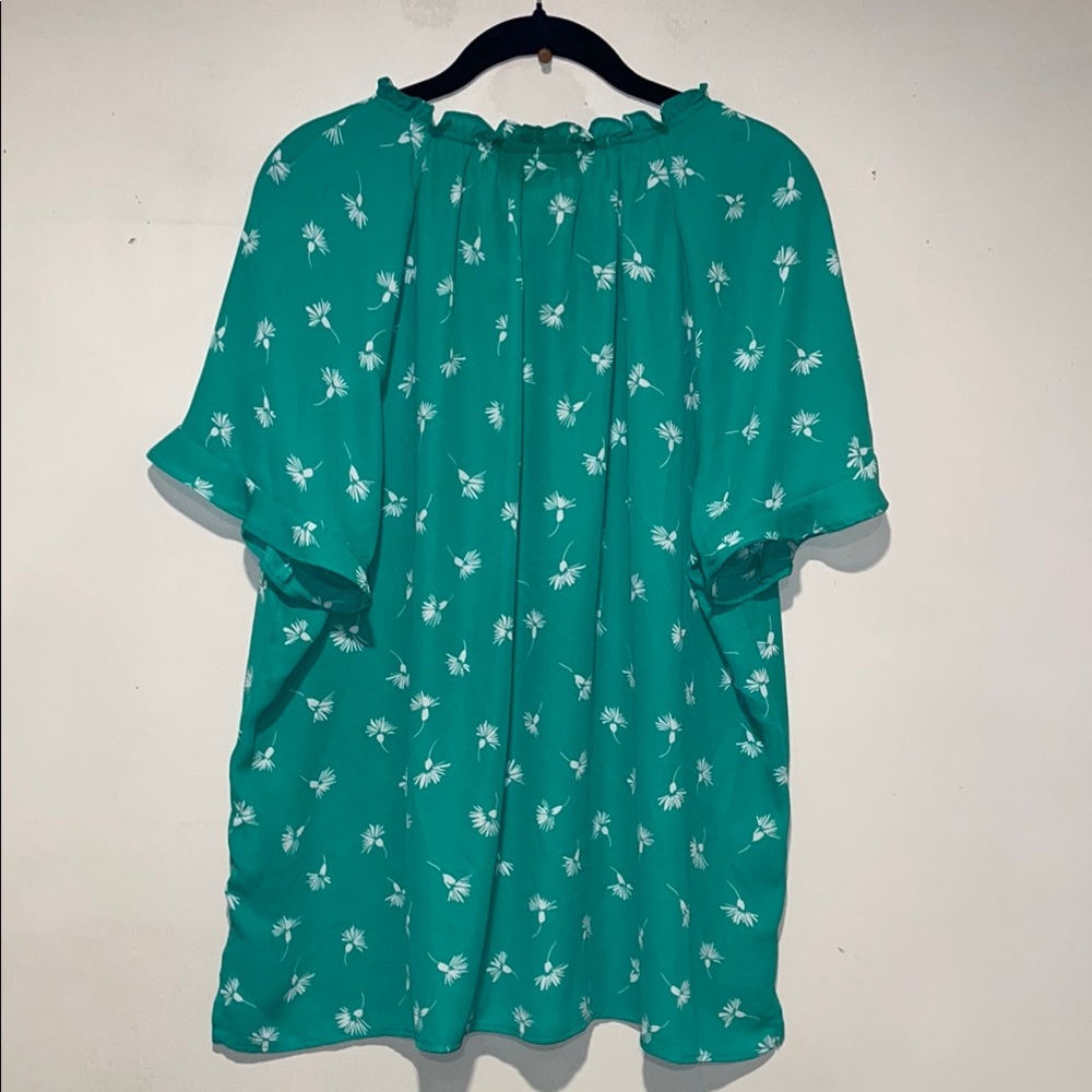 Liz Clairborne Green Ruffled Peasant Blouse Size XXL - Picture 5 of 6
